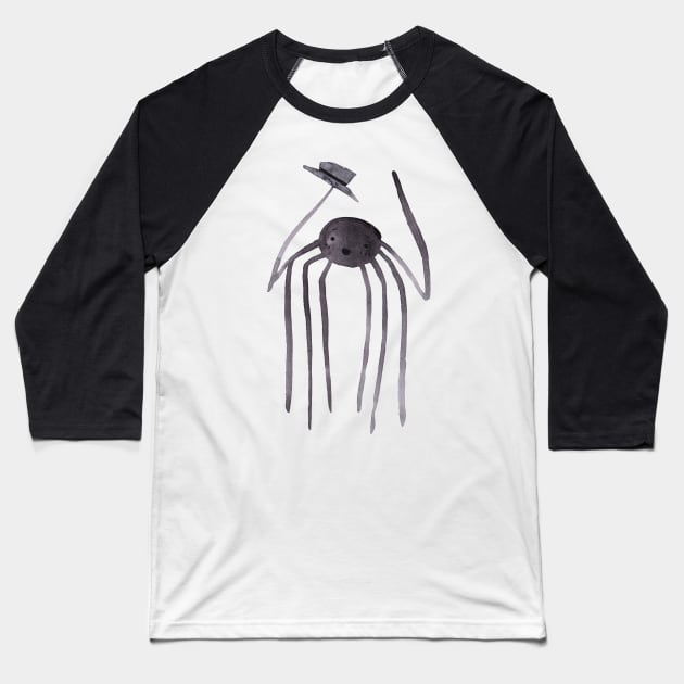 Watercolor Tall Top Hat Spider Baseball T-Shirt by saradaboru